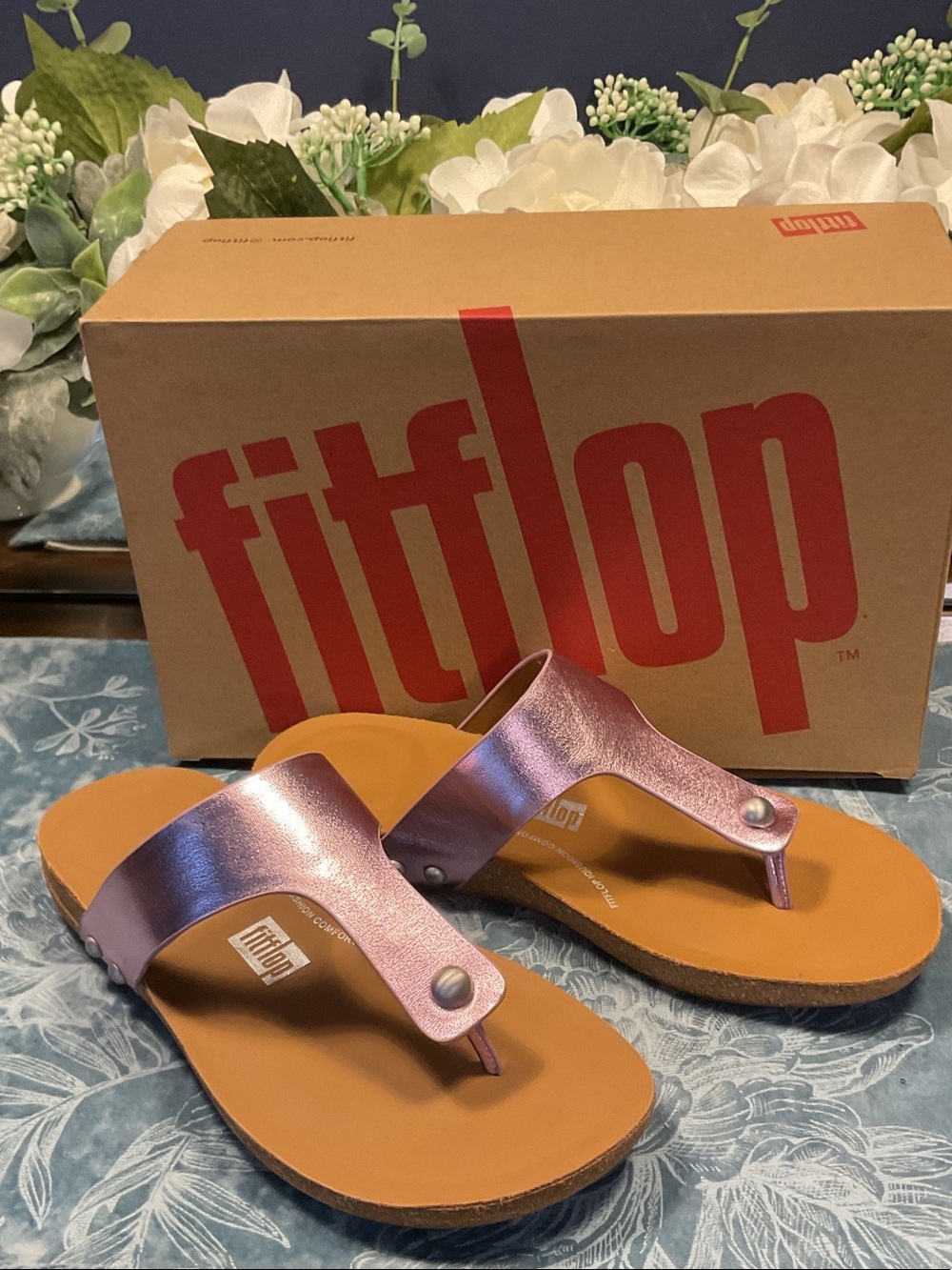 Fitflop Iqushion Lilac Metallic Leather Sandals